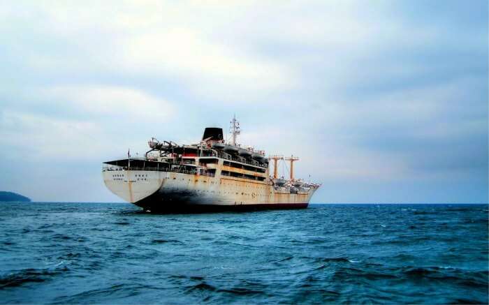 The beautiful view of MV Akbar sailing in the blue sea 