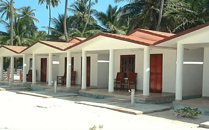 Wooden chair on the porches of beach villas