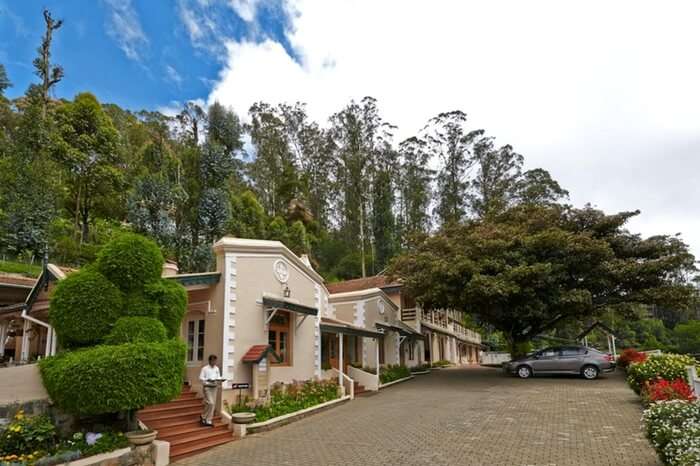 The front view of Danish villas in Ooty