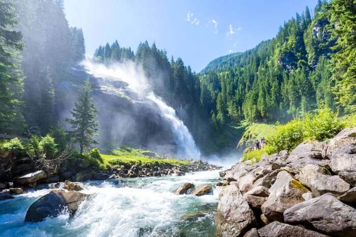 Krimml Waterfalls in High Tauern National Park in Salzburg