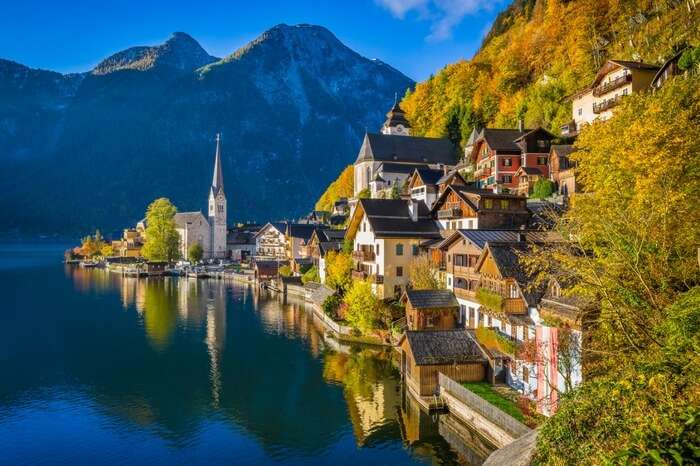 The iconic mountains and a tiny village by Lake Hallstatt