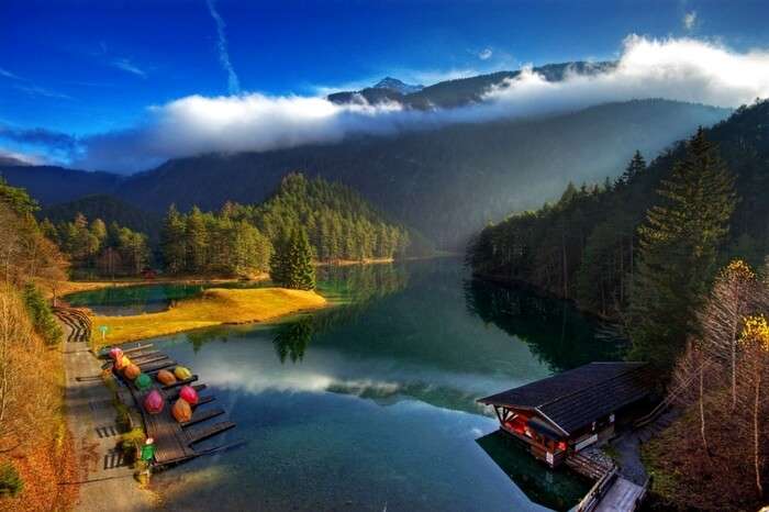 A placid lake and mystic surroundings of Tyrol