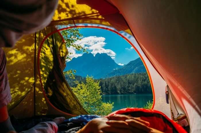 The wonder view of Austrian Alps from a tent!