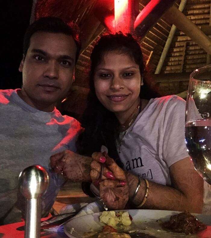 Couple enjoys romantic dinner