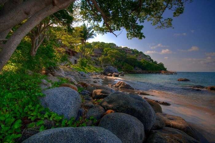 A jungle resort on the beach at Sayulita