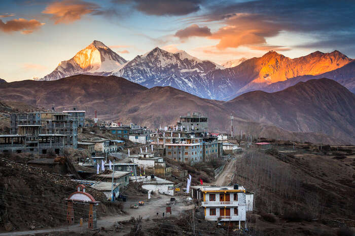 beautiful sunrise in the hills of Dhaulagiri