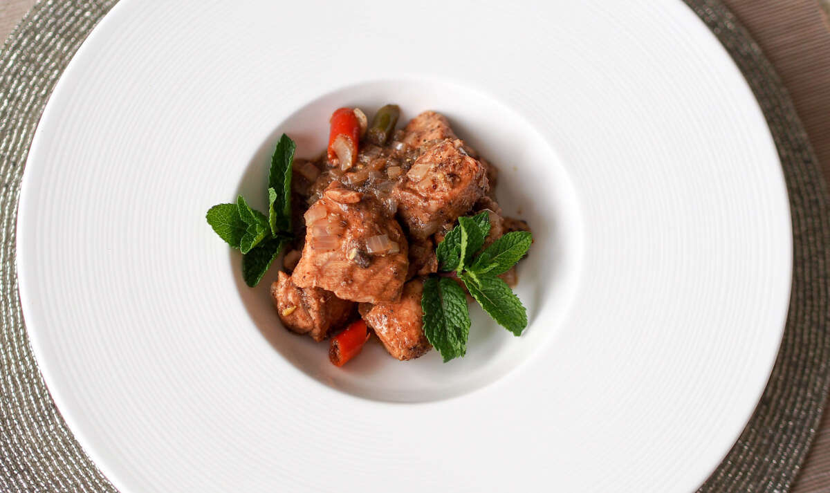 fish dish in a white plate