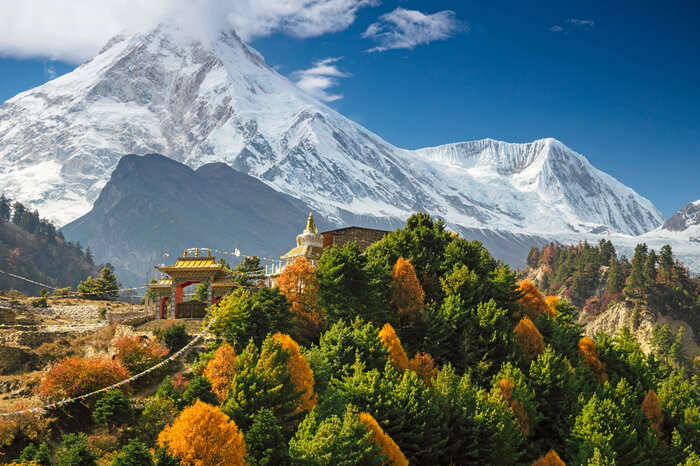 Manaslu hill covered in snow