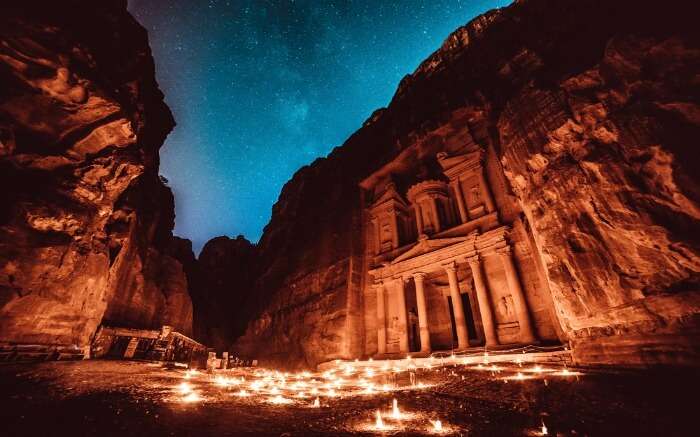 Petra in Jordan during evening 