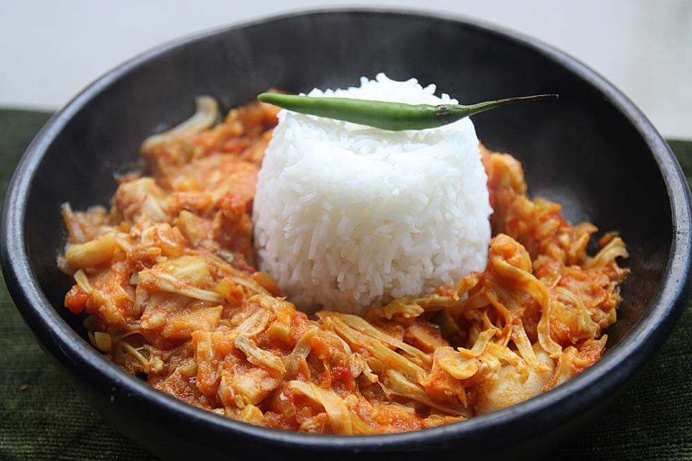Jack fruit vegetable with boiled rice