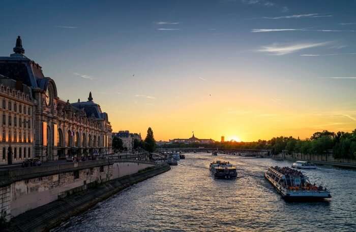 Sunset France City Paris Seine River