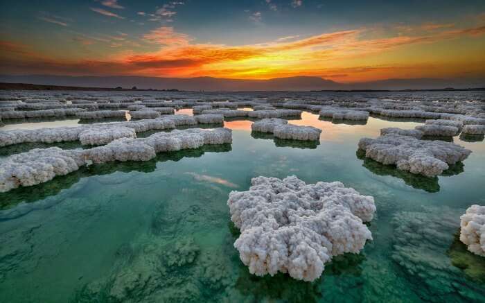 Sunrise above Dead Sea in Jordan 