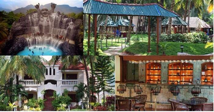 A collage of the various scenes at the Black Thunder Resort in Coimbatore