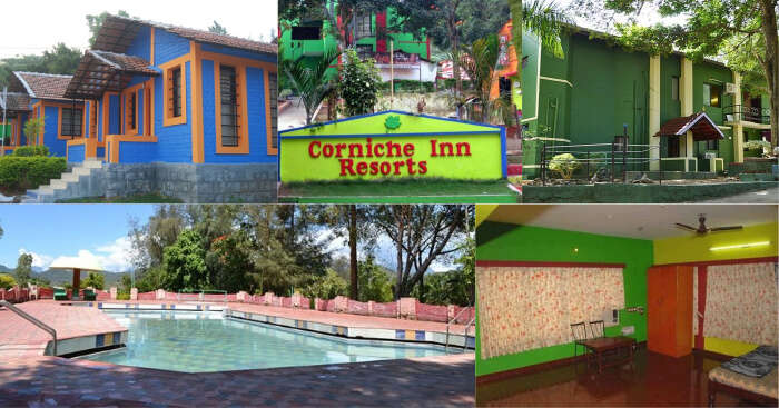 A collage of the various views at the Corniche Inn Resort in Coimbatore