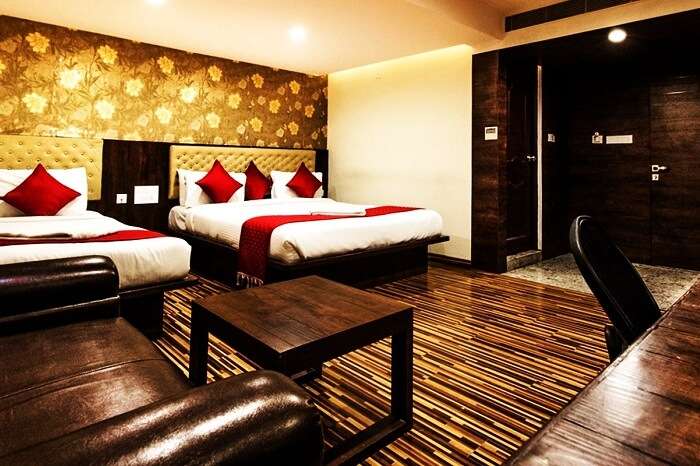 The interiors of a room at the Hotel Geo Grande in Coimbatore