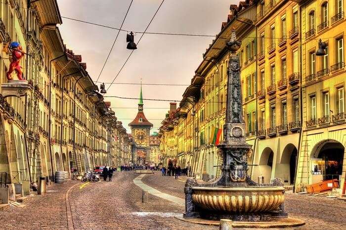 Kramgasse street in the Old City of Bern