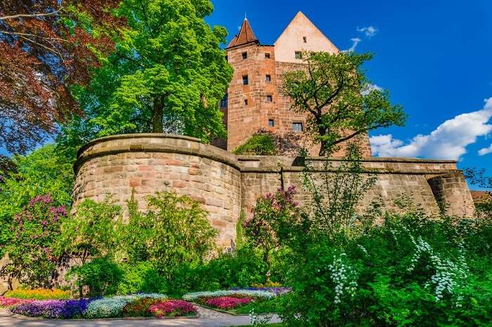 Beautiful view of the historical fortress of Kaiserburg in the historic city center of Nuremberg in Germany