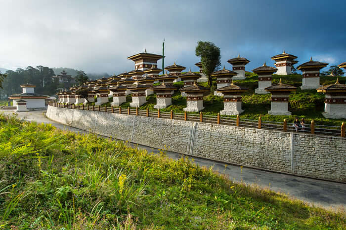 Chortens built on Dochula Pass Road