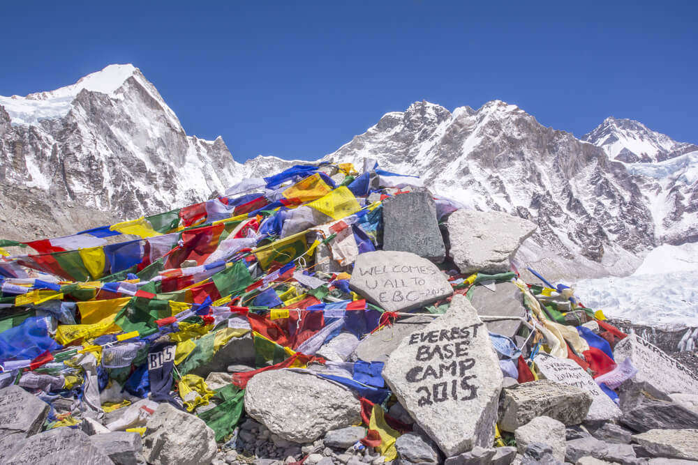 colorful prayer flags at Everest Base Camp