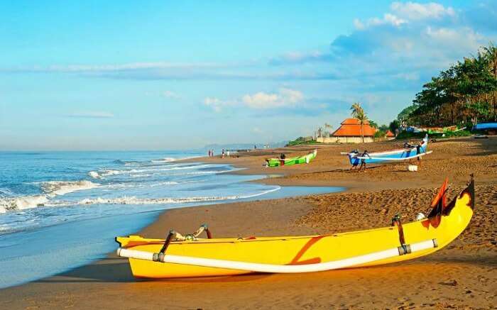 A boat kept by the Nelayan Beach in Canggu Resort