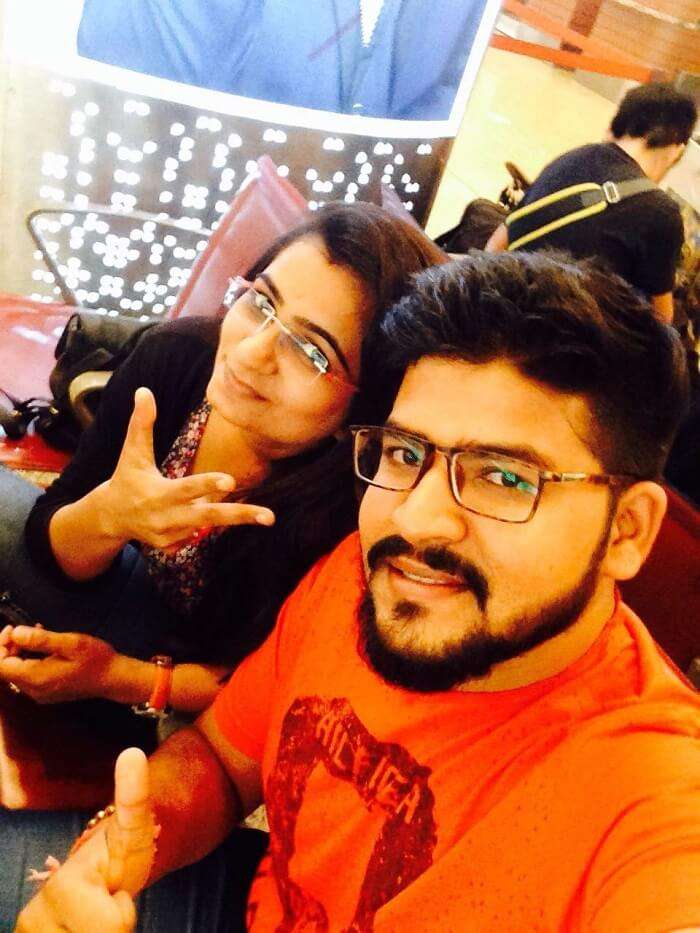 nirav and wife in bali at airport