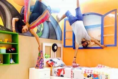 nirav & wife at Upside Down museum in Bali