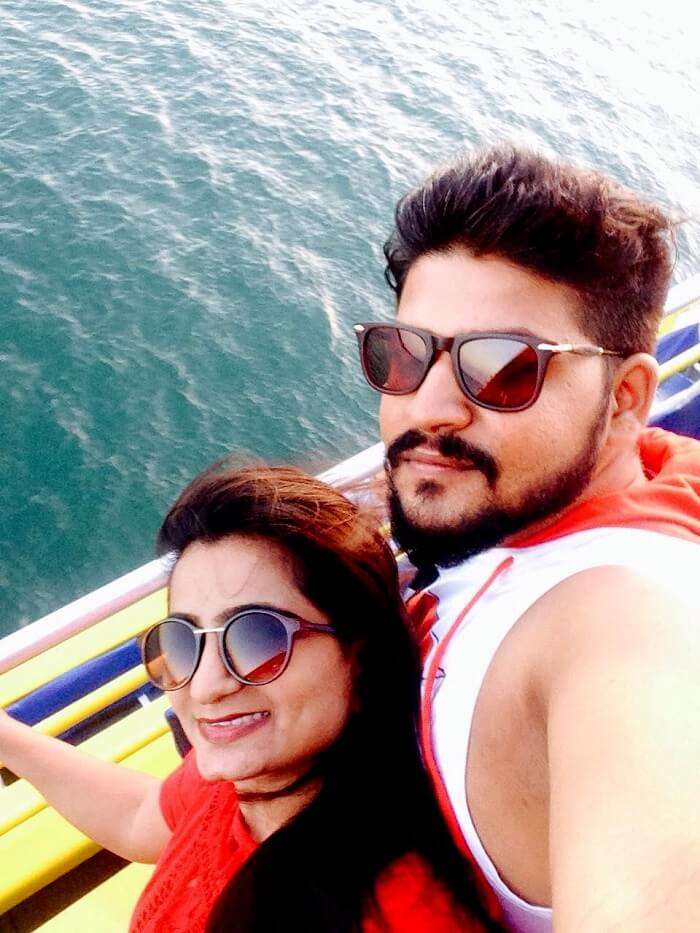 nirav and wife in bali going for dolphin tour