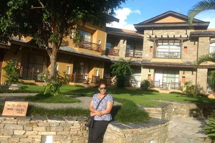 narayan's wife at Temple Tree Resort at Pokhara on his romantic nepal trip