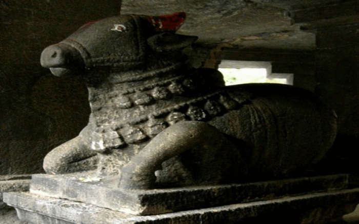 The Sculpture of Nandi inside the Pataleshwar Temple in Pune
