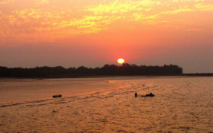 beautiful sunset at a beach in Alibaug 