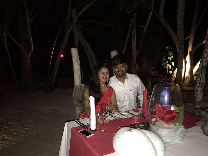 Romantic dinner in Seychelles