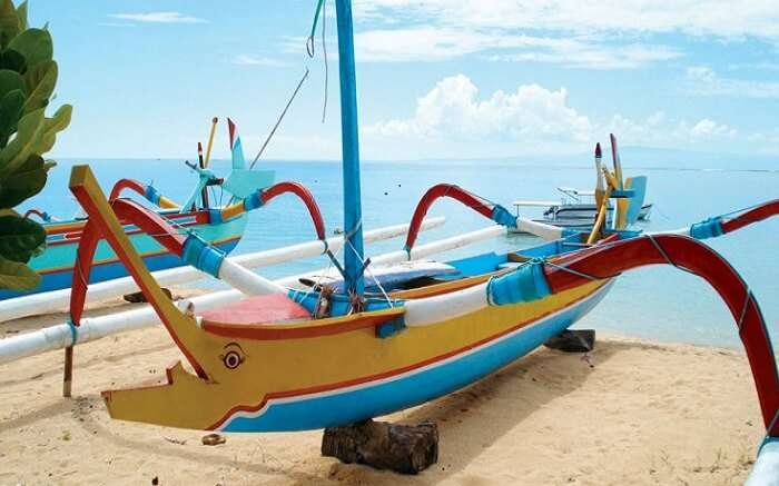 traditional colourful bali boat