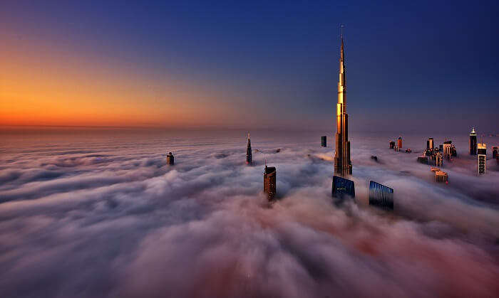 winter skyline in Dubai 