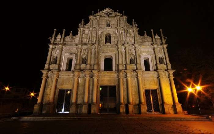 A beautiful ancient building at night