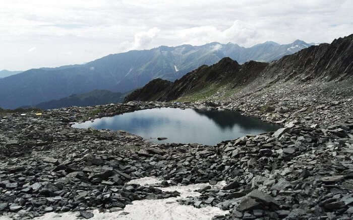 A lake in mountains 