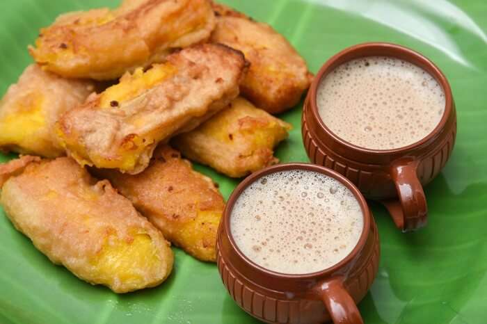 have Ethakka Appam, banana fritters with tea