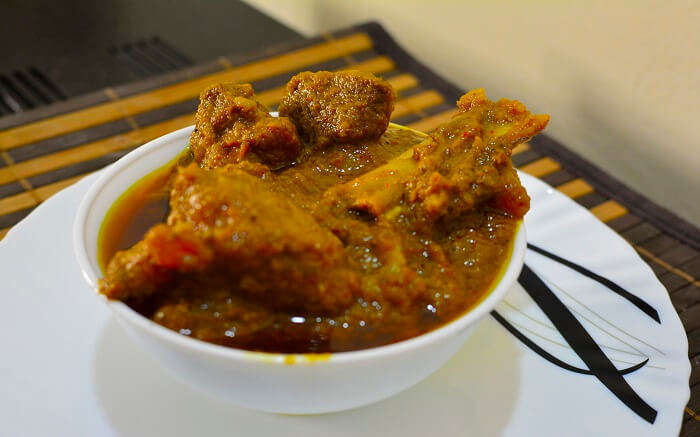 Mutton curry in a bowl 