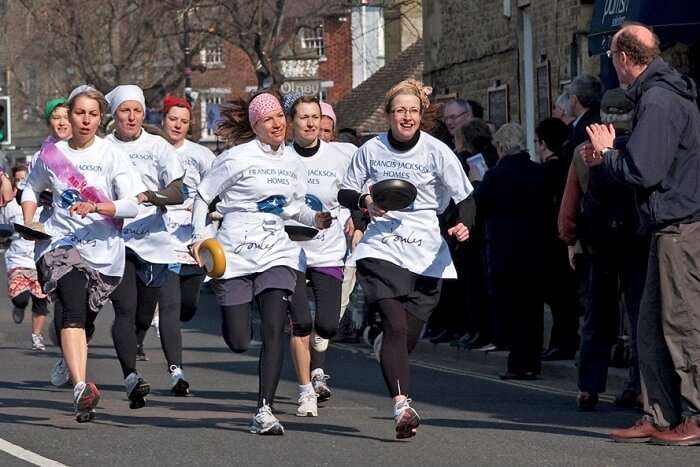 watch the amazing Olney Pancake Race