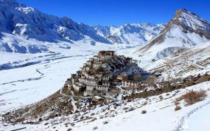 The top view of Ki Monastery in Spiti