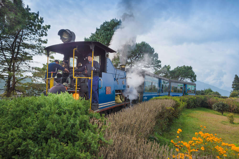 a toy train in darjeeling