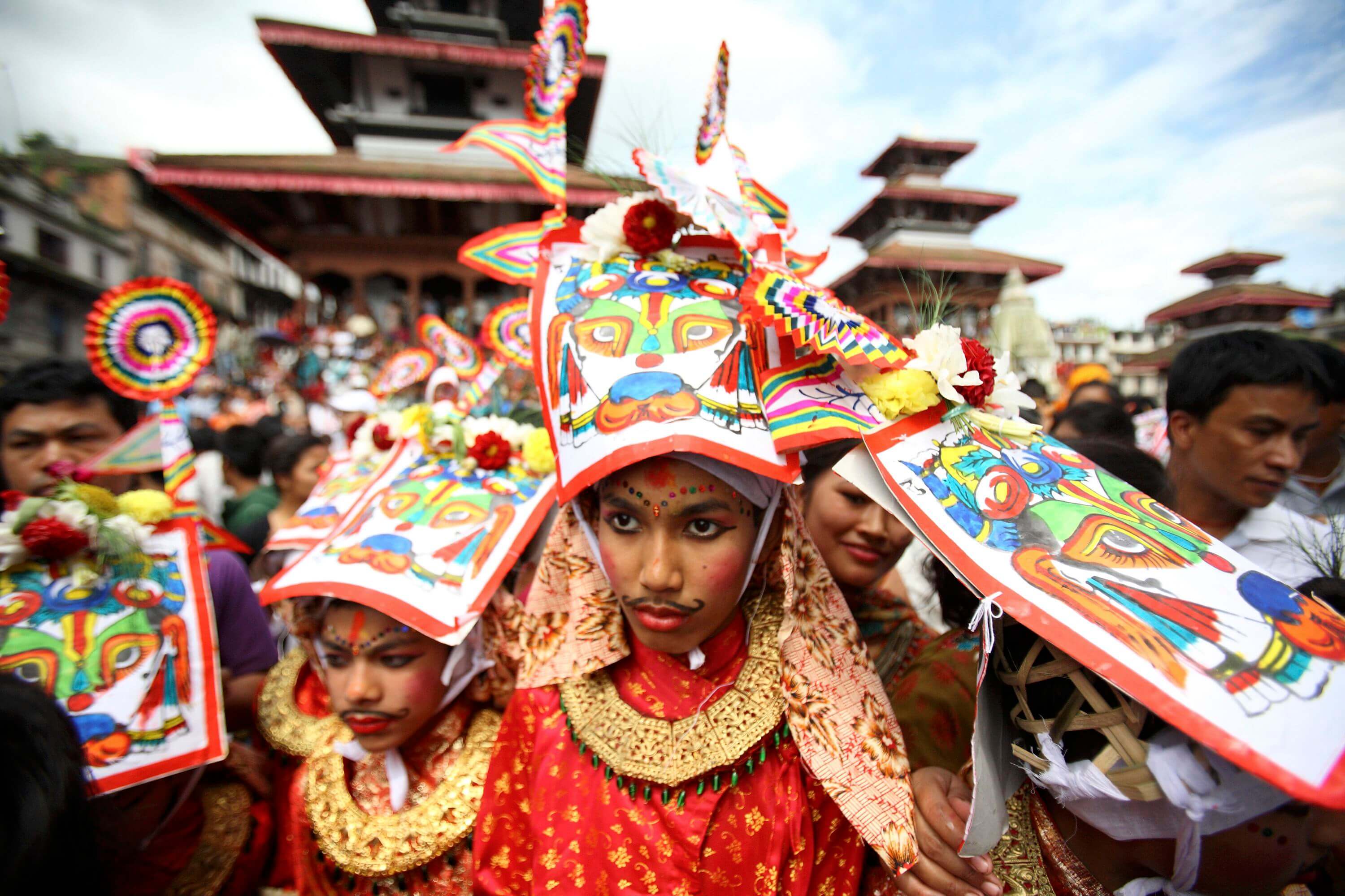 kids dressed in traditional clothes