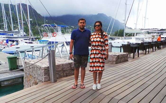 Couple on a romantic trip to Seychelles