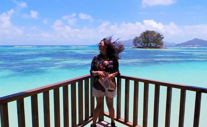 Female traveler in Seychelles