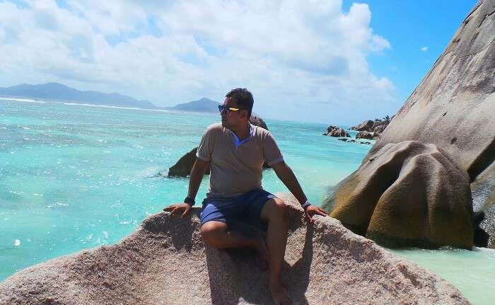 Traveler at La Digue Island, Seychelles