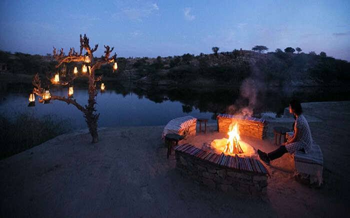 Bonfire in Lakshman Sagar Resort 