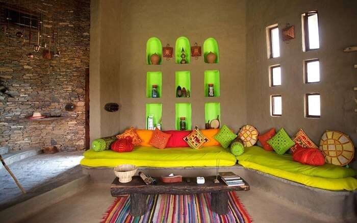 Colorful sitting area in Lakshman Sagar Resort 