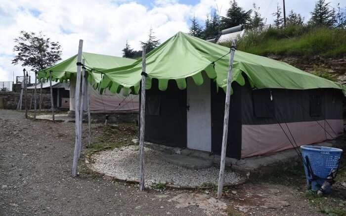 Front view of one of the tents of Snow Trails Camp in Shimla 