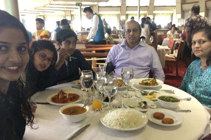 saurabhi singapore family trip: family dining in cruise