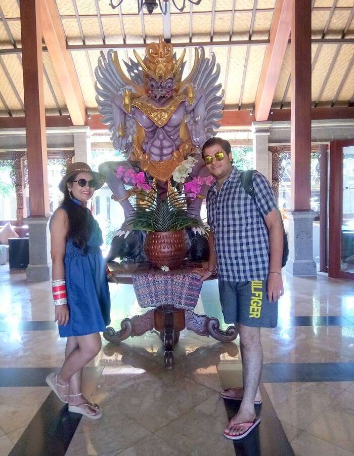 pankaj honeymoon trip to bali: pankaj and wife at hotel in bali