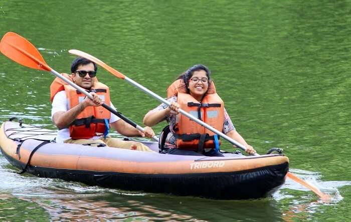 kayaking with friends in munnar